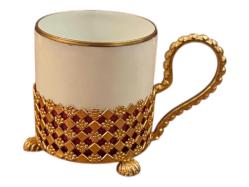 fransız limoges pirinç zarflı porselen Türk kahvesi fincanı