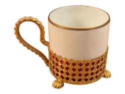 fransız limoges pirinç zarflı porselen Türk kahvesi fincanı