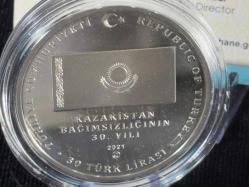 DARPHANE Kazakistan Bağımsızlığının 30. Yılı Gümüş Hatıra Sikke | Çil – Kapsül İçinde – Sertifikalı