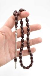 Tilki Kuyruğu Kamçılı Kapsül Kesim Koyu Kahverengi Sıkma Kehribar Tesbih