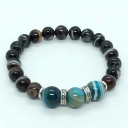 Akik Doğal Taşlı Bileklik- Karışık Renkli-Unisex