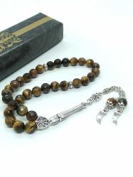 Faset Kesim Kaplan Gözü Doğal Taşlı Tespih, 33' Lük, Osmanlı Hançeri Detaylı