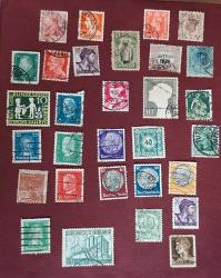 1 kartela damgalı yabancı klasik pullar lotu