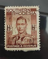 İngiliz sömürgesi Güney Rodezya- 1937 - Kral George VI- damgalı