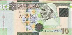 Libya 10 Dinar Kağıt para iyi kondüsyondadır Ömer Muhtar