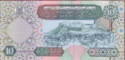Libya 10 Dinar Kağıt para ÇA  kondüsyondadır Ömer Muhtar