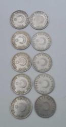 T.C 1947 VE 1948 TARİHLİ GÜMÜŞ 10 ADET 1 LİRASİ