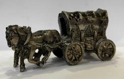 Vintage Döküm Metal Atlı Fayton Biblo – El Boyama Detaylı Nostaljik Obje”