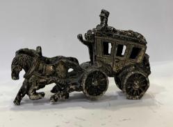 Vintage Döküm Metal Atlı Fayton Biblo – El Boyama Detaylı Nostaljik Obje”