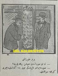 Osmanlıca Karagöz Mizah Dergisi-Gazetesi, Orijinal Dönem Basım, (Ottoman Magazine-Newspaper-Journal Illustré Cara-Gueuz) - 16 Aralık (Kanun-i Evvel) 1925 - Sayı: 1852 - Hicri: 29 Cemaziyelevvel 1344 - Musul Meselesine Dair Dışişleri Bakanı Tevfik Rüştü Aras'ı Tasvir Eden Karikatür: İngilizlerle Biz Bize mi Konuşacağız! 