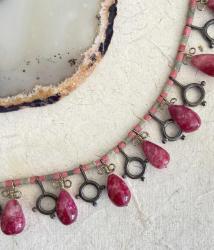 El İşçiliği Dizi Doğal Taş Gümüş Kolye ERK Tasarım