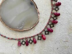 El İşçiliği Dizi Doğal Taş Gümüş Kolye ERK Tasarım