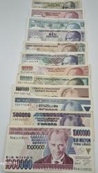 10 TL ile 1000000 TL Arası 7 Emisyon 12,li para Seti