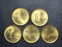 2005 YILINA AİT 1 YENİ  KURUŞ ÇİL 5 Lİ SET  TCB 3158