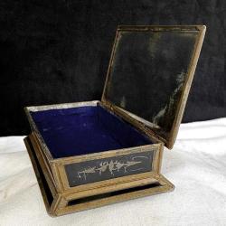 1960 Koleksiyonluk Cam Kaplama Metal Mücevher Kutusu