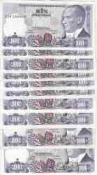 7. EMİSYON A - B  - C - D - E - F -G - H - I - J SERİSİ HARFTAKIM 1000 LİRA ( 10 ADET ) / ÇOK ÇOK TEMİZ KONDİSYON