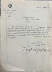 THK Başkanı Mardin Milletvekili Seyfi Düzgören Islak İmzalı THK  Antetli Belge 1948