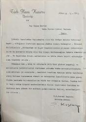 THK Başkanı Erzurum Mebusu Şükrü Koçak Islak İmzalı THK Antetli Belge 1942