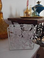 vintage metal çiçek desenli peçetelik & 16x15 cm