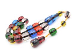 Enes Abdo İmzalı Fıçı Kesim Rengarenk Sıkma Kehribar Efe Maskot Tesbih