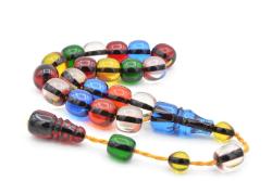 Enes Abdo İmzalı Fıçı Kesim Rengarenk Sıkma Kehribar Efe Maskot Tesbih