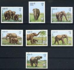 Koleksiyon Pulları,1997 Laos 7 Pulluk Damgasız Filler Konulu Tematik Seri
