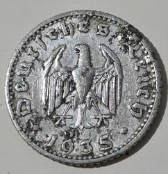 Almanya - Üçüncü Reich 50 Reichspfennig, 1935, Alüminyum