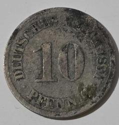 1891 Almanya 10 Pfennig, Bakır-Nikel