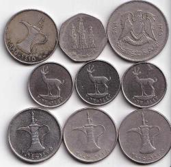 9 adet Libya Dirhem madeni para lotu - Farklı yıl ve kondisyonlarda