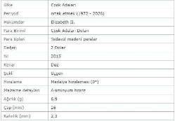Cook Adası 2 Dolar 2015