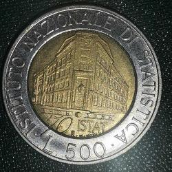 İTALYA 1996  500  LİRA  HATIRA 70. Yıldönümü - Ulusal İstatistik Enstitüsü