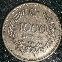 TÜRKİYE  1991  1000 LİRA