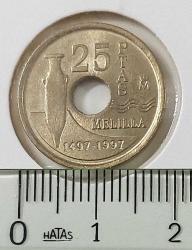 1997 İSPANYA 25 PESETA ORİJİNAL MADENİ PARASI ÇİL P2P1T4 NADİRDİR