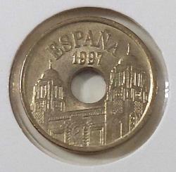 1997 İSPANYA 25 PESETA ORİJİNAL MADENİ PARASI ÇİL P2P1T4 NADİRDİR