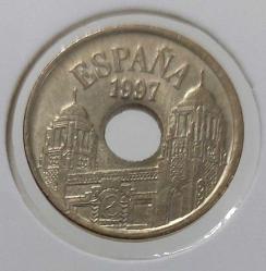 1997 İSPANYA 25 PESETA ORİJİNAL MADENİ PARASI ÇİL P2P1T4 NADİRDİR