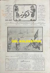 Osmanlıca Karagöz Mizah Dergisi-Gazetesi, Orijinal Dönem Basım, (Ottoman Magazine-Newspaper-Journal Illustré Cara-Gueuz) - 14 Şubat 1923 - Sayı: 1556 - Hicri: 27 Cemaziyelahir 1341 - Rumi: 14 Şubat 1339 - Karikatür: İzmir'e Torpil Dökerken 