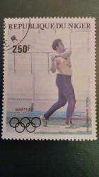 1983 YILI NİJER  Havayolu POSTASI  Olimpiyat Oyunları Los Angeles 1984 DAMGALI ŞARNİYERSİZ