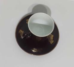 Çin Damgalı Kahverengi Kahve Fincanı