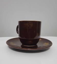 Çin Damgalı Kahverengi Kahve Fincanı