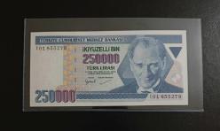 7. EMİSYON NADİR I01 SERİSİ (İLK PREFİX) 250.000 LİRA ÇİL KONDİSYONDA
