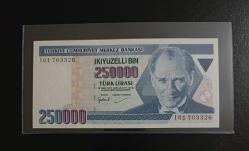 7. EMİSYON NADİR I01 SERİSİ (İLK PREFİX) 250.000 LİRA ÇİL KONDİSYONDA