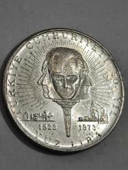 1973 Gümüş 100 Lira Hatıra Para Cumhuriyetin 50.Yılı 22 Gram Gümüş