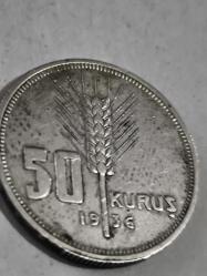 1936 Gümüş 50 Kuruş Orjinal Eski Para çok iyi kondüsyondadır.