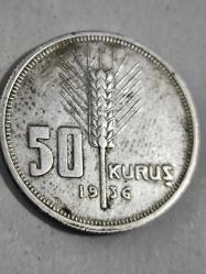 1936 Gümüş 50 Kuruş Orjinal Eski Para çok iyi kondüsyondadır.