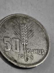1936 Gümüş 50 Kuruş Orjinal Eski Para çok iyi kondüsyondadır.