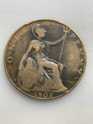 1907 TARİHLİ EDWARDVS VII DÖNEMİ INGİLTERE ONE PENNY
