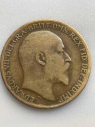 1908 TARİHLİ EDWARDVS VII DÖNEMİ INGİLTERE ONE PENNY