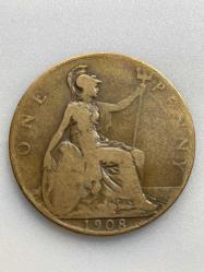 1908 TARİHLİ EDWARDVS VII DÖNEMİ INGİLTERE ONE PENNY