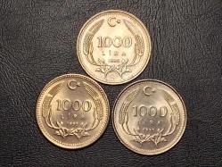 1990 YILINA AİT MADENİ 1000 TÜRK LİRASI  3 LÜ SET  ÇİL TCB 4506