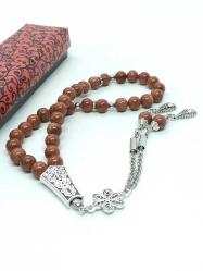 Özel Tasarım 33’lü, 8 mm, Yıldız Taşı Tesbih - Çiçek Motifli Püskül